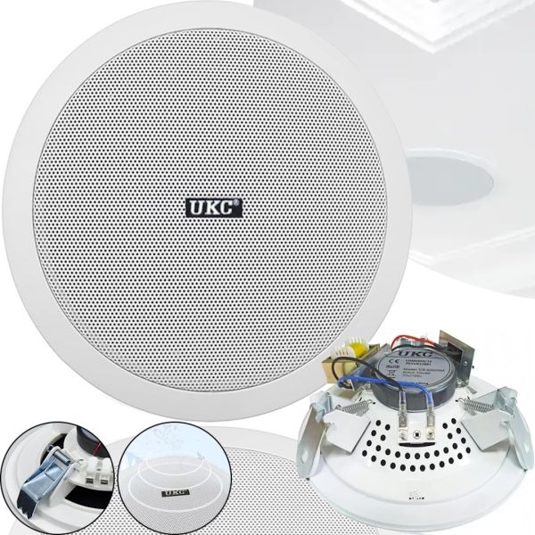 Стельові динаміки UKC CS-5500BM 6W водостійка стельова акустика стерео колонка для врізного монтажу в стелю CS 5500 5,5 " для дому Біла