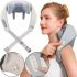 Електричний ударний масажер Electric Neck Massager XL - 653 з підігрівом для спини, плечей і шиї, акумуляторний роликовий масажер MAG - 724 Сірий