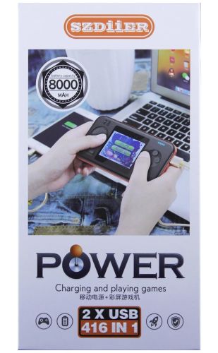Портативна ігрова Ретро консоль G - 416 2 в 1 приставка з акумулятором повербанк Power Bank 8000mAh на 416 вбудованих ігор Денді, Super Mario, 8 bit