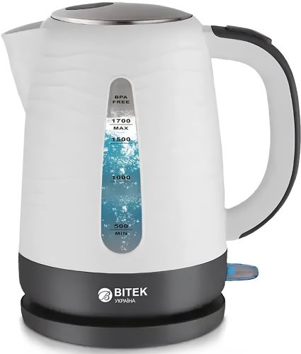 Електрочайник Bitek BT - 152 на 1.7 л настільний дисковий електричний чайник Бітек BT152 2200W з індикатором роботи і автовідключенням від мережі Білий