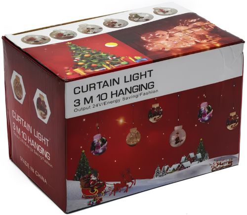 Внутрішня гірлянда штора Curtain Light куля з ялинкою 3 м 10 куль 200 LED діодів WW новорічна Світлодіодна Завіса на вікно тепла Біла 3мх70см 220V