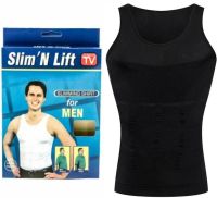 Стягуюча майка для чоловіків Slim'n Lift men коригуюча чоловіча білизна Black, чоловіча коригуюча майка Слім енд ліфт фо Мен Чорна