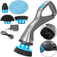 Бездротова щітка для прибирання Hurricane Muscle Scrubber 4 насадкия, акумуляторна чистяча щітка від USB з насадками для чищення поверхонь сіра