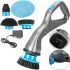 Бездротова щітка для прибирання Hurricane Muscle Scrubber 4 насадкия, акумуляторна чистяча щітка від USB з насадками для чищення поверхонь сіра