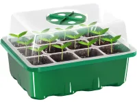 Міні теплиця піддон Starter Germination Kit для вирощування розсади на 12 комірок з регулюванням вологості, Парник для рослин насіння з підставкою