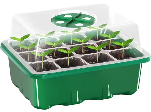 Міні теплиця піддон Starter Germination Kit для вирощування розсади на 12 комірок з регулюванням вологості, Парник для рослин насіння з підставкою