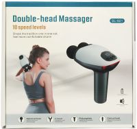 Ручний ударний масажер для м'язів Massage Gun Maxtop MP-921 25W 1500мач акумуляторний подвійний пістолет вібромасажер для всього тіла з дисплеєм USB
