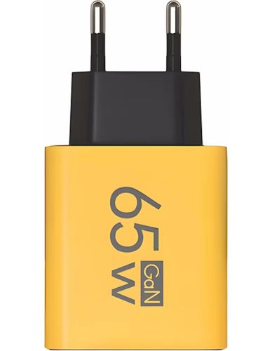 Мережевий зарядний пристрій зарядка зарядка BauTech APD-60 65W USB 2Type-C блок живлення адаптер зі швидкою зарядкою для мобільного телефону GaN PD 65Вт Жовтий