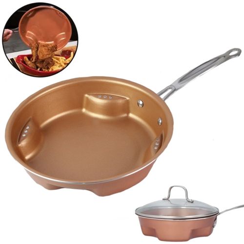 Сталева повітряна сковорода Migas Steel Air Fry Pan ML-0016 з антипригарним покриттям, антипригарна Сковорідка для смаження без масла коричнева