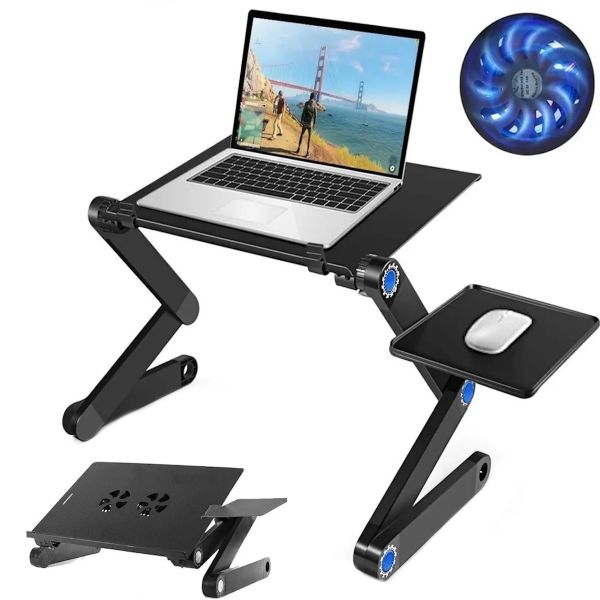 Складаний столик трансформер для ноутбука Laptop Table T8 з USB-охолодженням і підставкою для мишки, розкладний стіл для ноутбуків з вентилятором