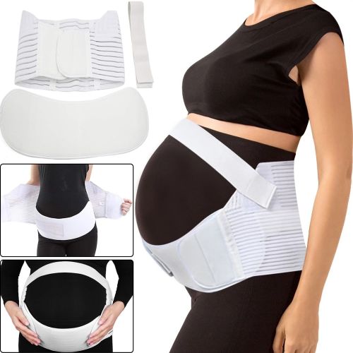 Эластичный бандаж Vitaly Prenatal Belt NJ-138 для беременных дородовой и послеродовой, Дышащий пояс для поддержки живота и спины на липучках Белый