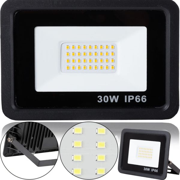 Світлодіодний вуличний прожектор 30W LED Flood Light Series 2 UKC FL-30 з монтажним кріпленням на кронштейн, денний лід ліхтар 30 Вт IP66 для вулиці від мережі