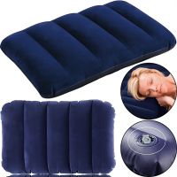 Туристична надувна подушка Intex Inflatable Pillow 68672 47x30 см флокірована для плавання і подорожей Накладка під голову для кемпінгу синя