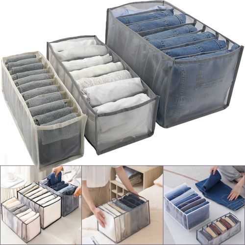 Набір органайзерів для зберігання речей Box Closet Organize 3 штуки, комплект для організації одягу в шафі відсіки для сортування на 7 клітинок