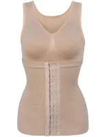 Жіноча коригувальна майка з корсетом Slim Comfy SC-1130 2 в 1 для корекції фігури, стягуюча білизна з поясом на гачках для жінок Бежеве