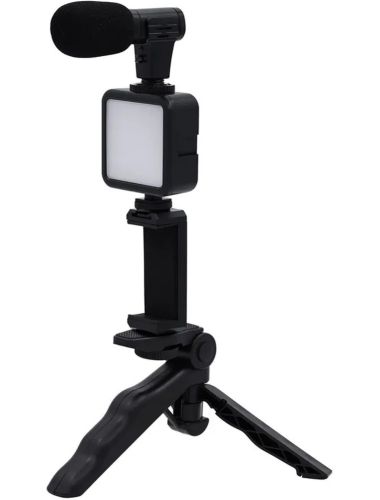 Набір блогера Video Making Kit ay-49 4 в 1 комплект штатив з кріпленням для телефону, LED підсвічуванням і мікрофоном для селфи і Відео Android IOS
