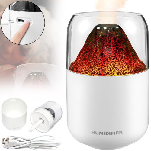 Зволожувач повітря нічник Вулкан Humidifier Y10 280 мл настільний ультразвуковий аромадифузор зі світлодіодним LED підсвічуванням USB Lamp JSQ-1 Білий