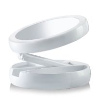 Настольное круглое косметическое зеркало с LED подсветкой My Fold Away для макияжа, Складное увеличительное 10x зеркало трансформер с органайзером
