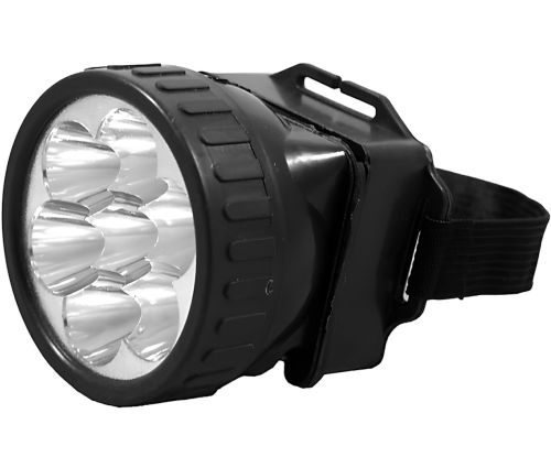 Налобний ліхтар на голову Bright Light Lamp 1396 7 LED ламп з кріпленням гумкою на лоб, портативний світлодіодний ліхтарик на батарейках 100LM Чорний