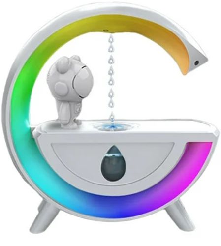 Антигравітаційний зволожувач повітря нічник з астронавтом RGB T00K8 з підсвічуванням, дифузор з космонавтом 350мл з крапельним ефектом від USB Білий