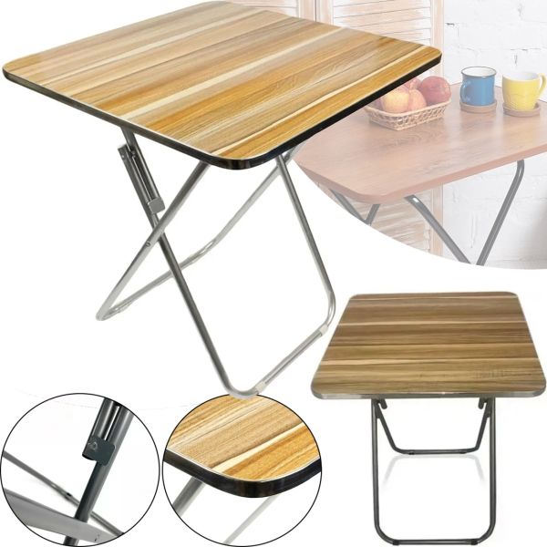 Туристичний розкладний квадратний стіл Square Folding Table 60х60х70 см для пікніка, складаний алюмінієвий столик МДФ для кемпінгу Коричневий