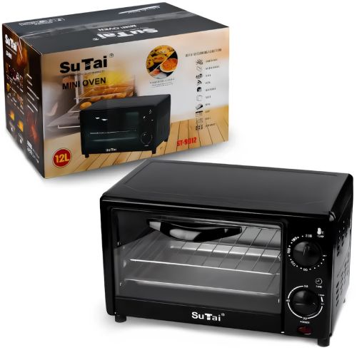 Мини электропечь Su Tai ST-9812 700W 12 л настольная электрическая духовка с таймером и механическим управлением температур 60-230 градусов от сети