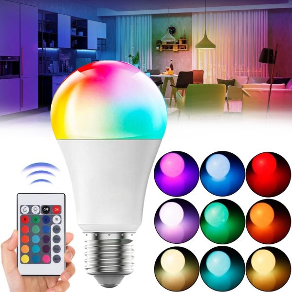 Світлодіодна LED лампа Anslut Standard Bulb MAG-719 розумна кольорова RGB лампочка 16 кольорів з патроном E27 регульованою яскравістю і пультом ДУ 9W