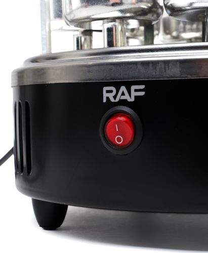 Вертикальна електрошашличниця RAF R.8612 1000W на 6 шампурів, електрична настільна шашличниця зі знімним піддоном і захисним кожухом для дому