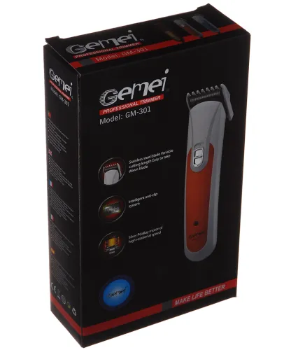 Проводная машинка для стрижки волос Gemei GM-301 15 W профессиональный триммер для окантовки бороды и усов от сети с насадкой