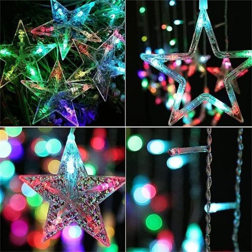 Внутренняя цветная гирлянда занавес Звезды Star Style 2.5Х1 м 138 LED диодов M, светодиодная RGB гирлянда-занавес 12 звезд на окно 2.5мх1м 220V
