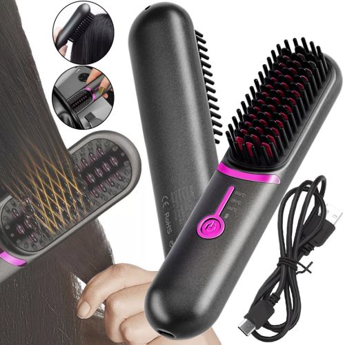 Акумуляторна гребінець для випрямлення волосся Hair Styler MAG - 789 портативна щітка випрямляч для укладання і вирівнювання, дорожній праску від USB
