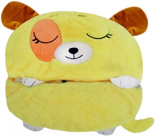 Спальний мішок з подушкою для дітей Happy Nappers Собачка 3 в 1 дитячий спальник 130х50 см кокон трансформер, подушка іграшка на блискавці жовтий