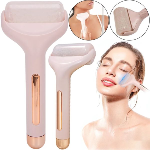 Охолоджуючий ручний масажер ролер Flawless Ice Roller для холодного масажу тіла та обличчя, роликовий валик Айс ролер з гелевим кріо масажем Рожевий