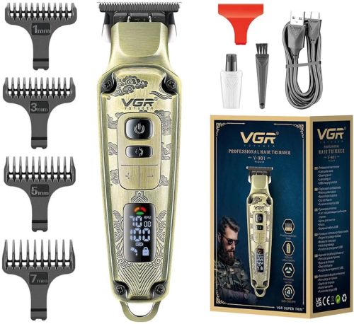 Аккумуляторная машинка для стрижки волос VGR V-901 5W беспроводной мужской триммер для стрижки и окантовки бороды и усов со сменными насадками V901
