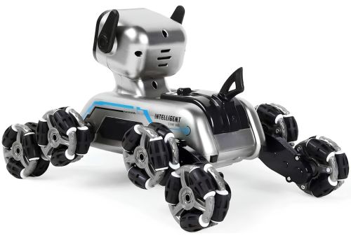 Трюкова собака робот Champions Stunt Robot Dog восьмиколісний щеня зі звуковими і світловими ефектами на радіокеруванні пультом і жестами USB