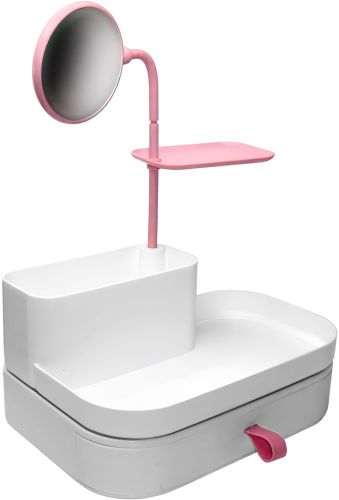 Органайзер для косметики Cosmetic organizer and mirror 7009 настільний бокс з дзеркалом і висувними ящиками, полички для зберігання біжутерії Білий