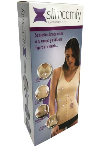 Жіноча коригувальна майка з корсетом Slim Comfy SC-1130 2 в 1 для корекції фігури, стягуюча білизна з поясом на гачках для жінок Бежеве