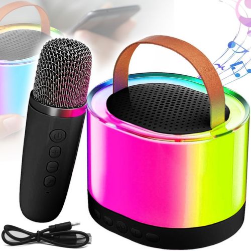 Акумуляторна колонка караоке Smart Portable Speaker K52 акустична Bluetooth система з бездротовим мікрофоном і RGB світломузикою AUX TF USB