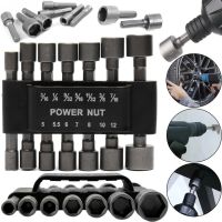 Набір торцевих шестигранних головок Power Nut Driver 14pcs комплект швидкозмінних насадок з тримачем для зберігання, посилені біти для шуруповерта