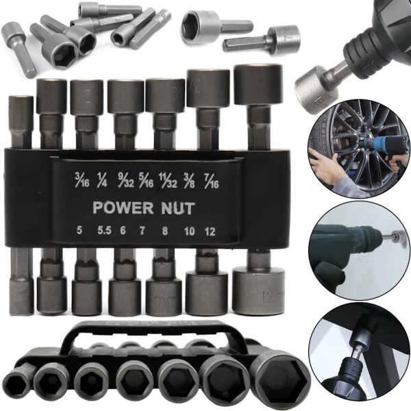 Набір торцевих шестигранних головок Power Nut Driver 14pcs комплект швидкозмінних насадок з тримачем для зберігання, посилені біти для шуруповерта