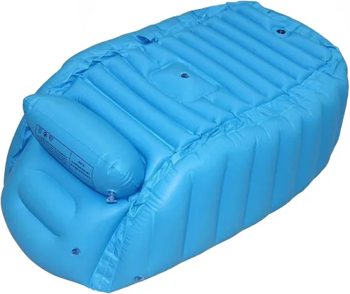 Надувна дитяча ванна для купання Intime Baby Bath Tub JS033 протиковзка ванночка з подушкою, зливом і ножним насосом для малюків AND1440
