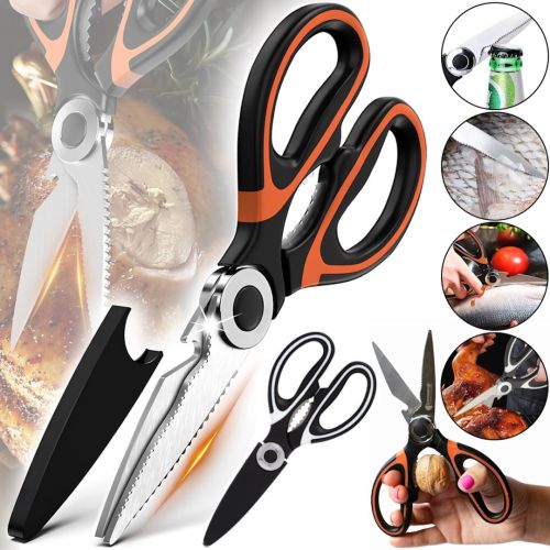 Універсальні кухонні ножиці Onnaaruji Kitchen Scissors KJ01 для нарізання м'яса, риби та овочів, горіхокол з нержавіючої сталі з відкривачкою в чохлі