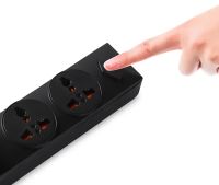 Мережевий подовжувач Power Socket BKL-01 2500W 3.4А на 2 розетки 4 USB 2 м фільтр перенесення з вимикачем для підключення приладів до мережі Чорний