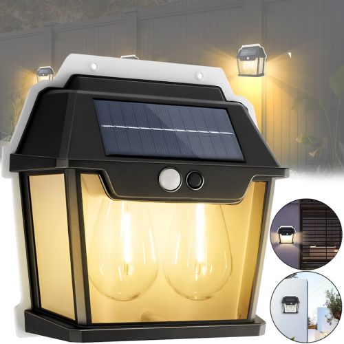 Уличный настенный светильник COBA Solar Wall Lamp HW-888-2W аккумуляторный подвесной фонарь на солнечной батарее с датчиком движения 2 лампы 3 режима
