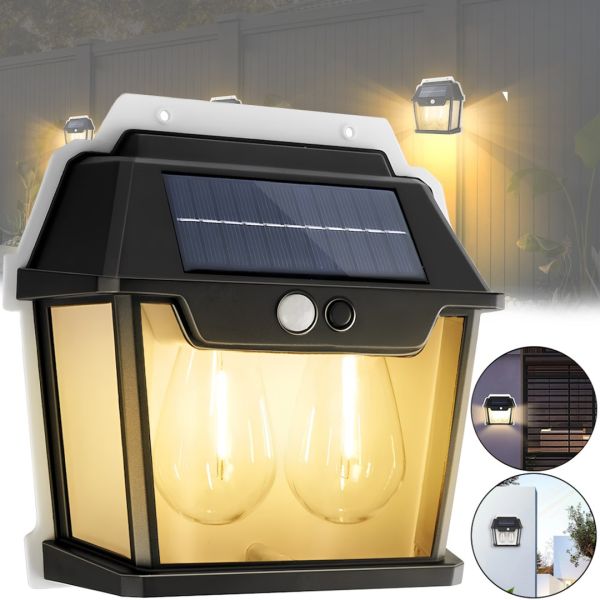 Вуличний настінний світильник Coba Solar Wall Lamp HW-888 - 2W акумуляторний підвісний ліхтар на сонячній батареї з датчиком руху 2 лампи 3 режими