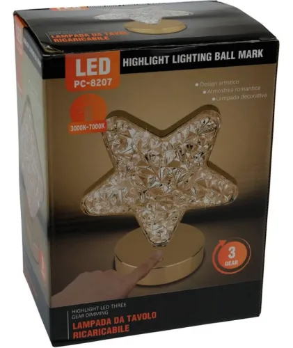 Настільна лампа-нічник Star Table Light PC-8207 сенсорний нічник зірка, світлодіодна лампа світильник із кристалами на акриловій підставці 3 режими