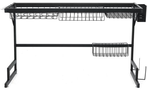 Сушарка для зберігання посуду над раковиною Storage Shelf Sink Rack XL - 738 двоярусна полиця для сушіння, настільний органайзер на мийку XY-6203 Чорний