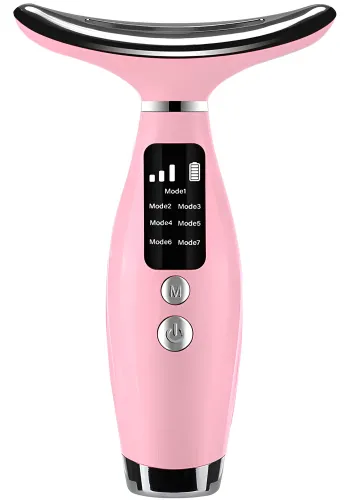 Акумуляторний мікрострумовий масажер Neck Beauty Device HY69 7 режимів міостимулятор для підтяжки та ліфтингу шкіри обличчя і шиї з дисплеєм і підсвічуванням