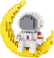 Дитячий міні-конструктор нічник Астронавт на місяці Space Travel W2201 розвиваючий блоковий 3D конструктор з LED підсвічуванням на 368 деталей