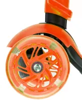 Триколісний дитячий самокат біговел Scooter FYS-2864 Orange 5 в 1 зі складним сидінням, батьківською ручкою і колесами, що світяться Помаранчевий